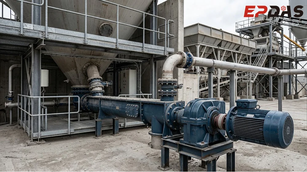 Powder feeding equipment and pipework at an industrial installation