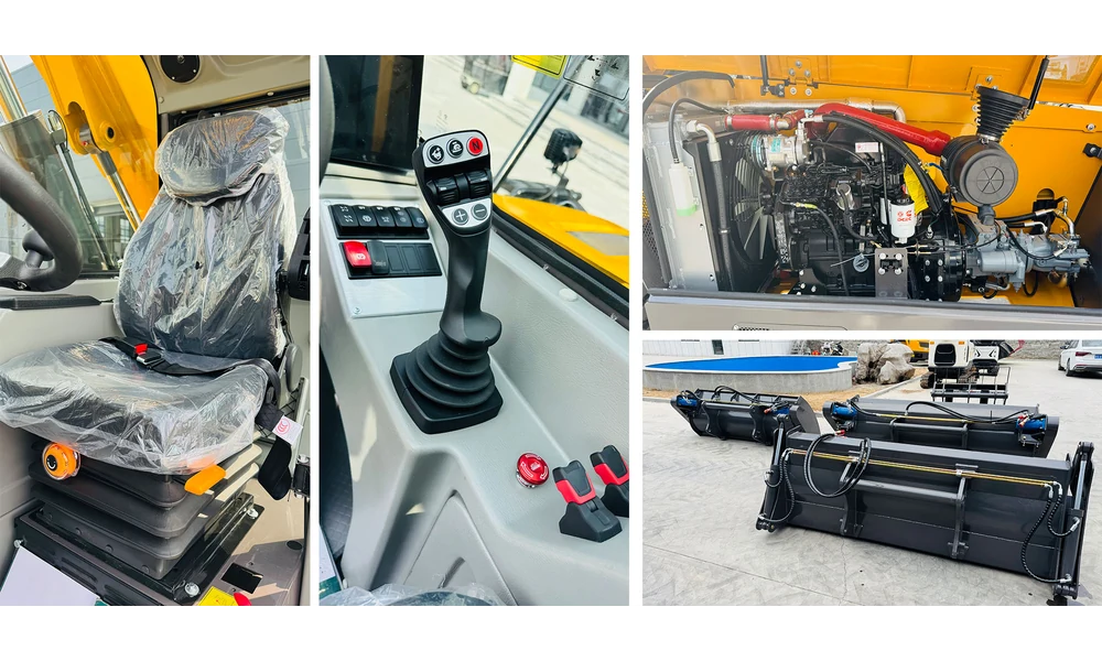 Telehandler components and operating details shown in a supplied collage